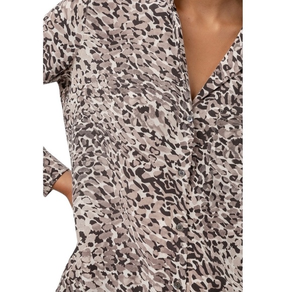 RAILS Rebel Natural Spotted Animal Print Silk Shirt Blouse - Picture 2 of 10